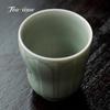 Yue Kiln Celadon Ceramic Tea Cup Vintage Handmade Relief Lotus Cups Tea Bowl Teacup Teacups Unusual Maker Jingde Town Puera Tool
