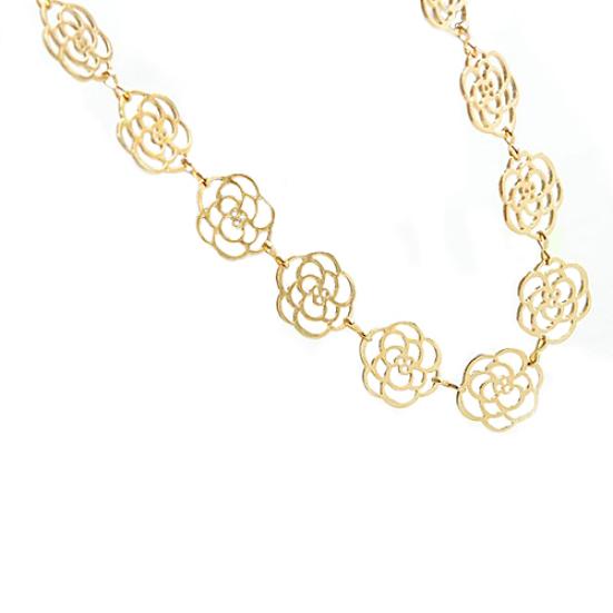 Lady Girl Fashion Sweet Metal Hollow Rose Flower Elastic Hair Band Headband