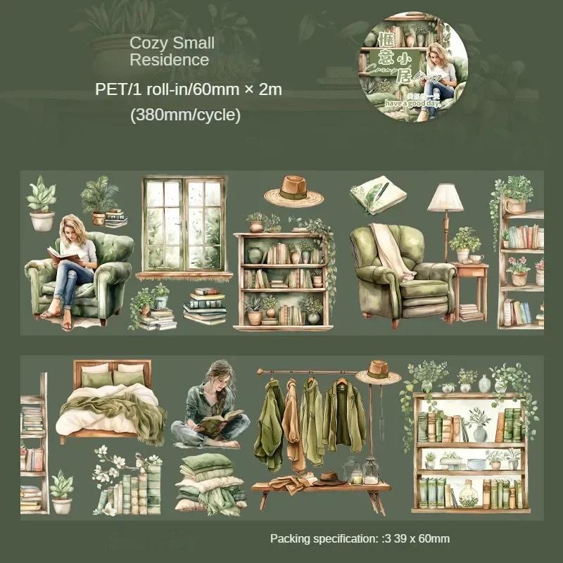 200cm/roll PET Tape Bedroom Living Room Home Character Scene Pattern Tape Creative Collage Material DIY Greeting Card Decorative