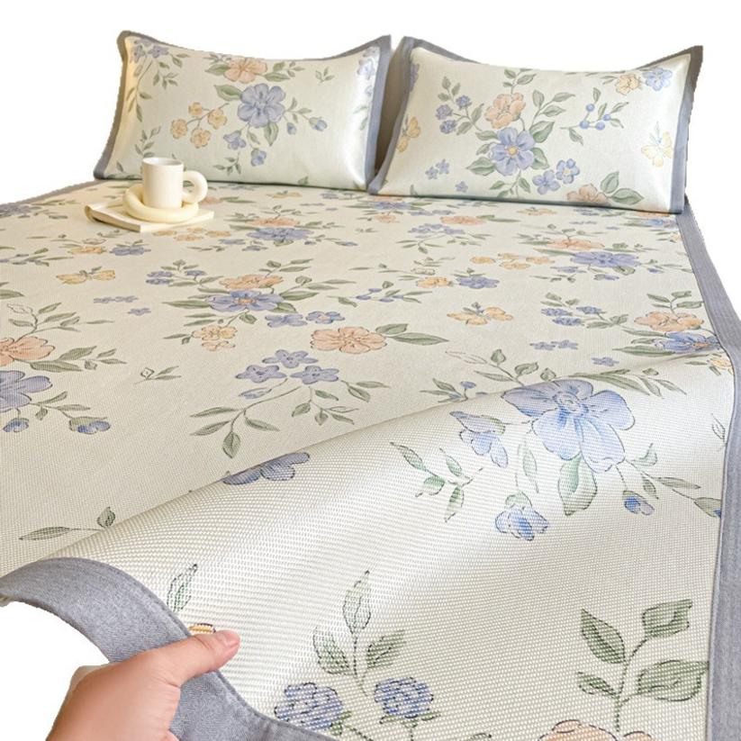 Summer Ice Silk Ice Vine Cooling Mat 3-piece Set Anti Slip Bare Sleeping Cooling Mat Air Conditioning Soft Mat