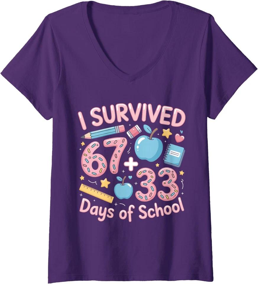 Mason 67 Meme Loves Ice Cream Drip Sport Six Seven Ladies  V-Neck Tshirt L