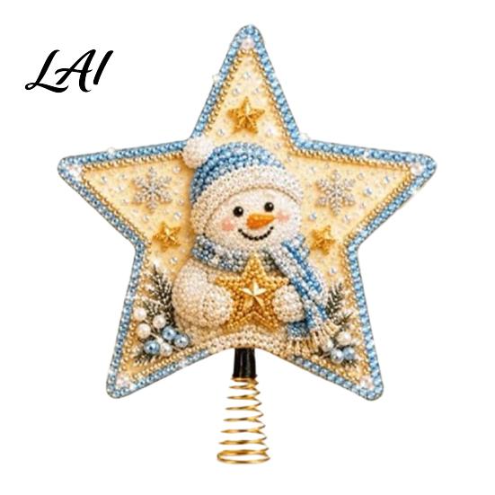 Immersive Festival Crafting DIY Christmas Tree Topper Star Kit with Faux Pearl & Rhinestone Materials Santa Snowman Reindeer Handmade Angel