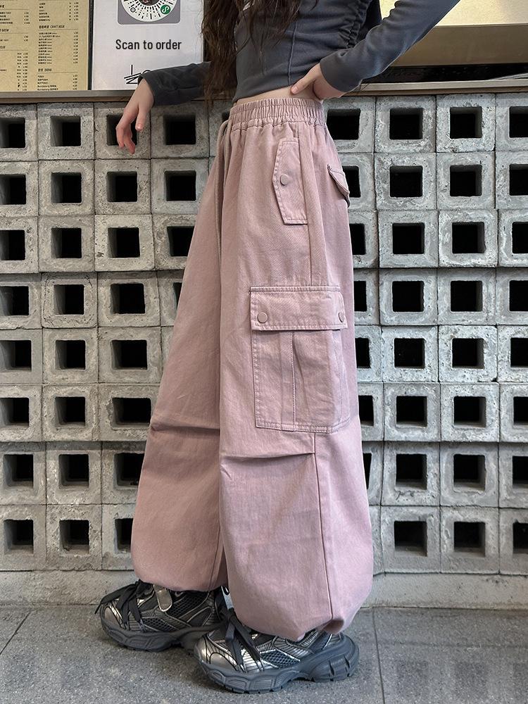 Trendy Girls' Wide Leg Cargo Pants – Spring/Autumn Casual Wear for Junior High School Students