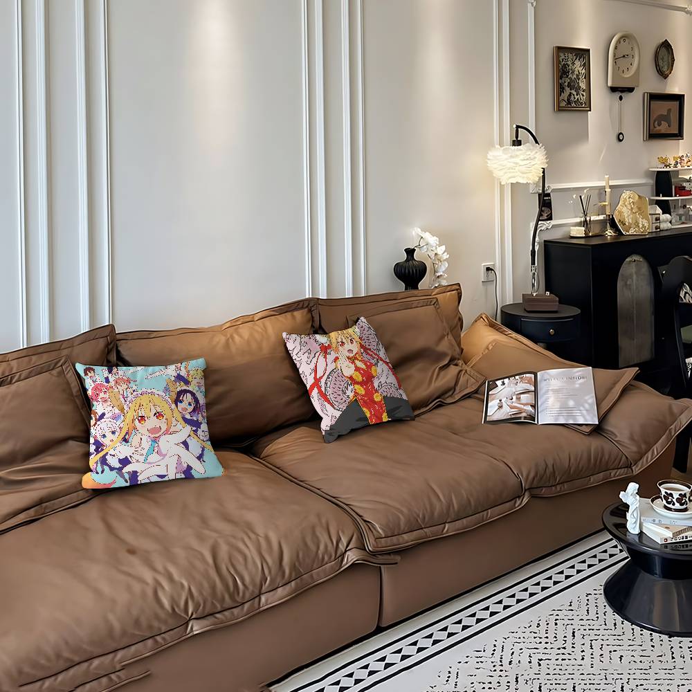 Anime D-Dragon-Maid Cushion Cover Inches Farmhouse Decor Home Throw Pillow Covers For Couch Decorations