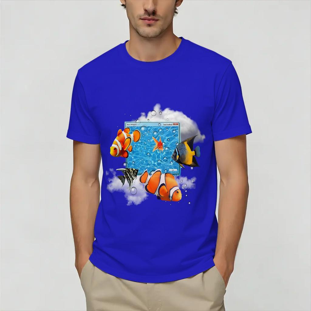 Unisexs Frutiger Aero World Vaporwave T Shirt 100 Cotton Tops Fashion Short Sleeve Collar Tee Shirt Birthday Present TShirt