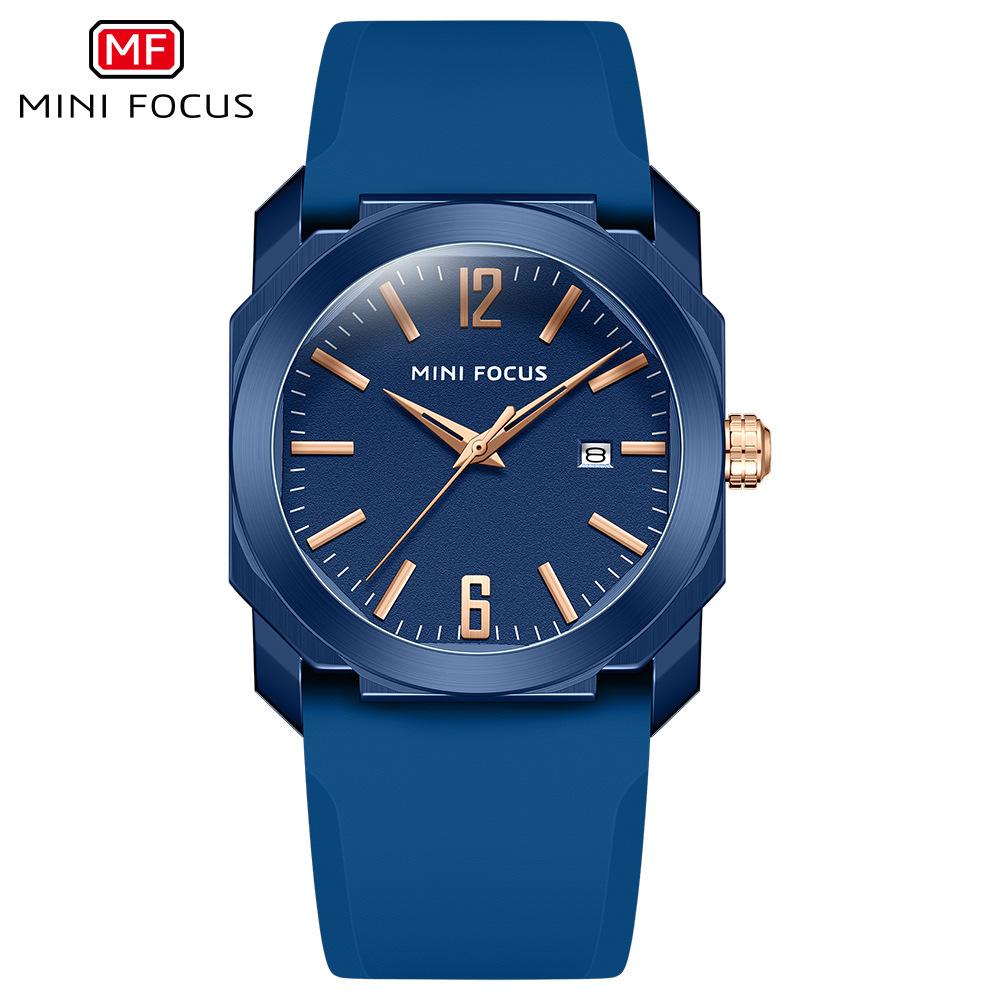 

Простые мужские часы с японским механизмом, водонепроницаемые, с календарем и силиконовым ремешком