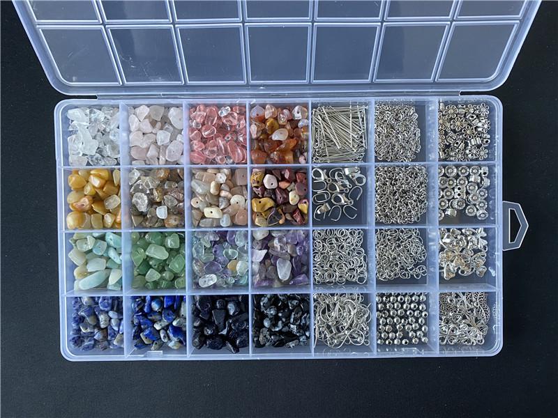 24-Compartment Natural Stone Bead Jewelry DIY Kit