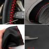 Universal 38cm Hand Sewing Microfiber Leather Car Auto Accessories Interior Steering Wheel Braid Cover With Needle and Thread