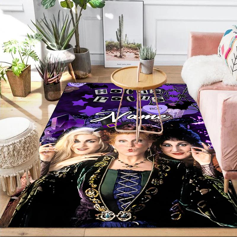Custom Name Witches Collage Rug Game Carpet, Floor Mat for Bedroom Living Room Entryway Rug, Home Decor Idea Gift for Christmas birthday