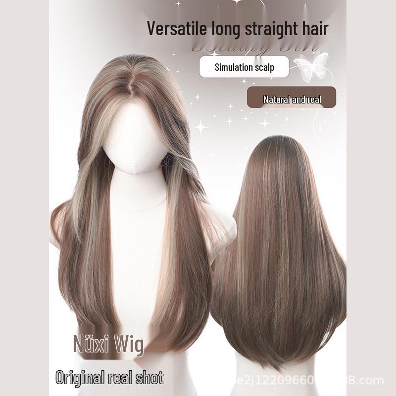 Korean Lolita Style Long Straight Hair Wig with Bangs - Breathable and Stylish for Women