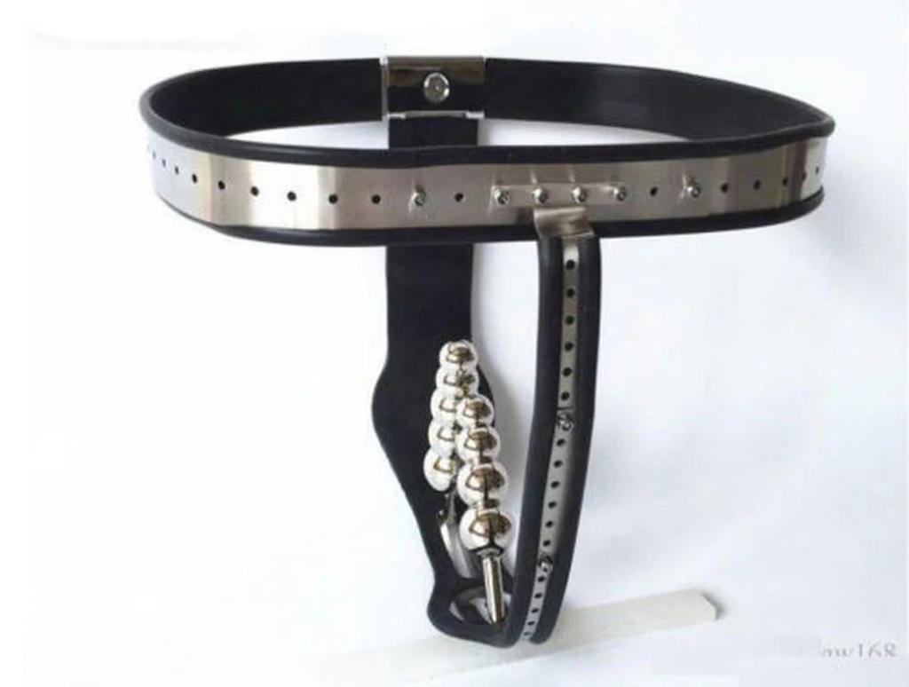 T Shape Stainless Steel Female Chastity Belt with Anus Ring Anal Plug Lockable Underwear Pant Chastity Device Sex Toys for Women