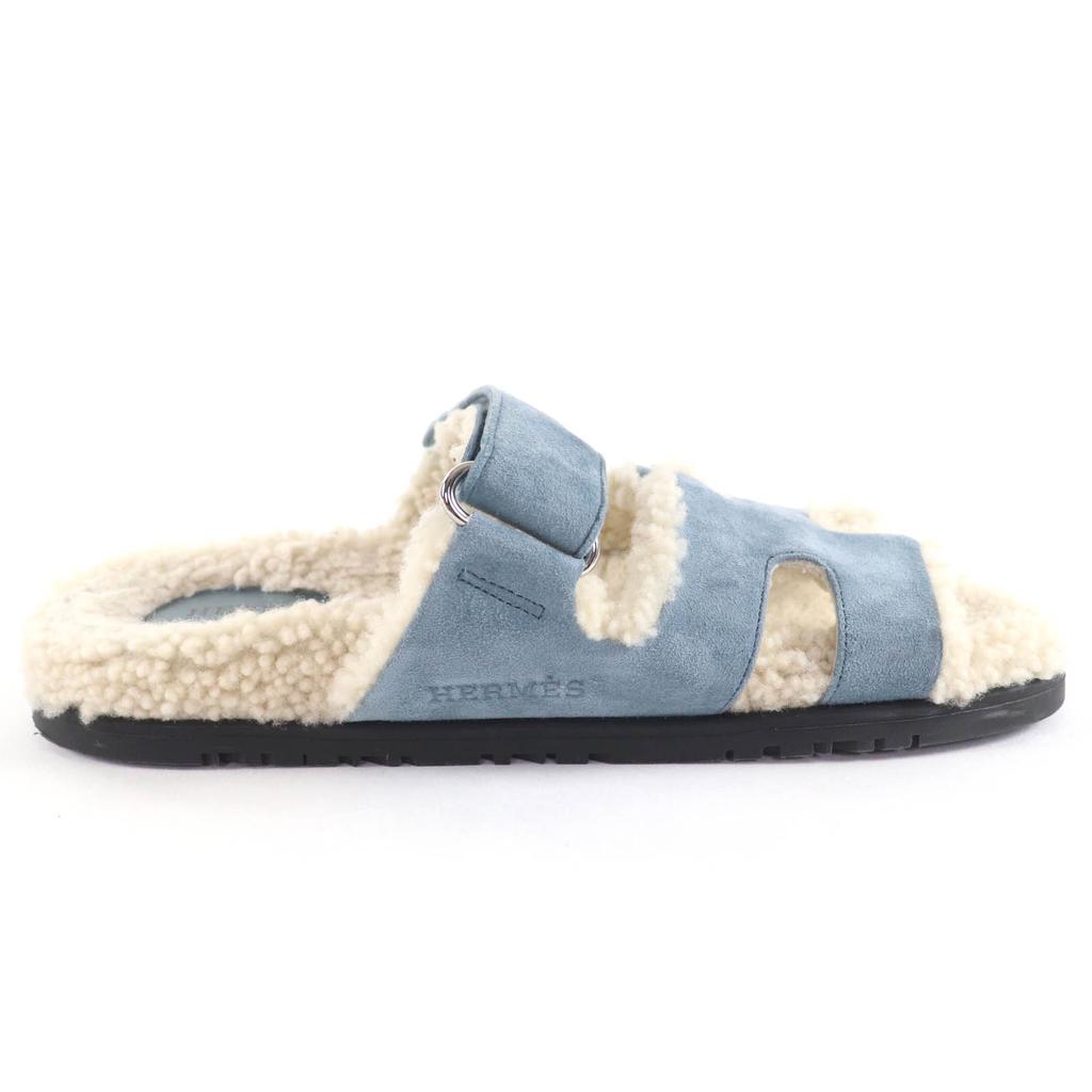 Great HERMES Sandals Gypre Blue Suede Leather Women 36 Used