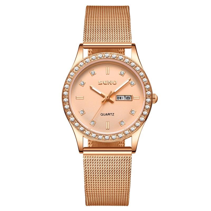 Alloy Women's Faux Leather Watch Double Calendar Student Quartz Watch