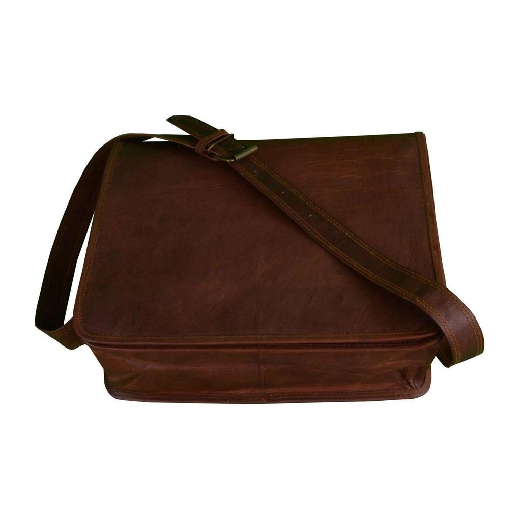 Herren Echte Vintage Braune Leder Messenger Schulter Laptop Tasche Aktentasche NEU