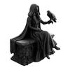 Handheld Detailed Carving 3D Printed Gothic Crow Queen Figurine, Cloaked Robe Statue with Small Style Figure Crow, Spooky Desktop Ornament for