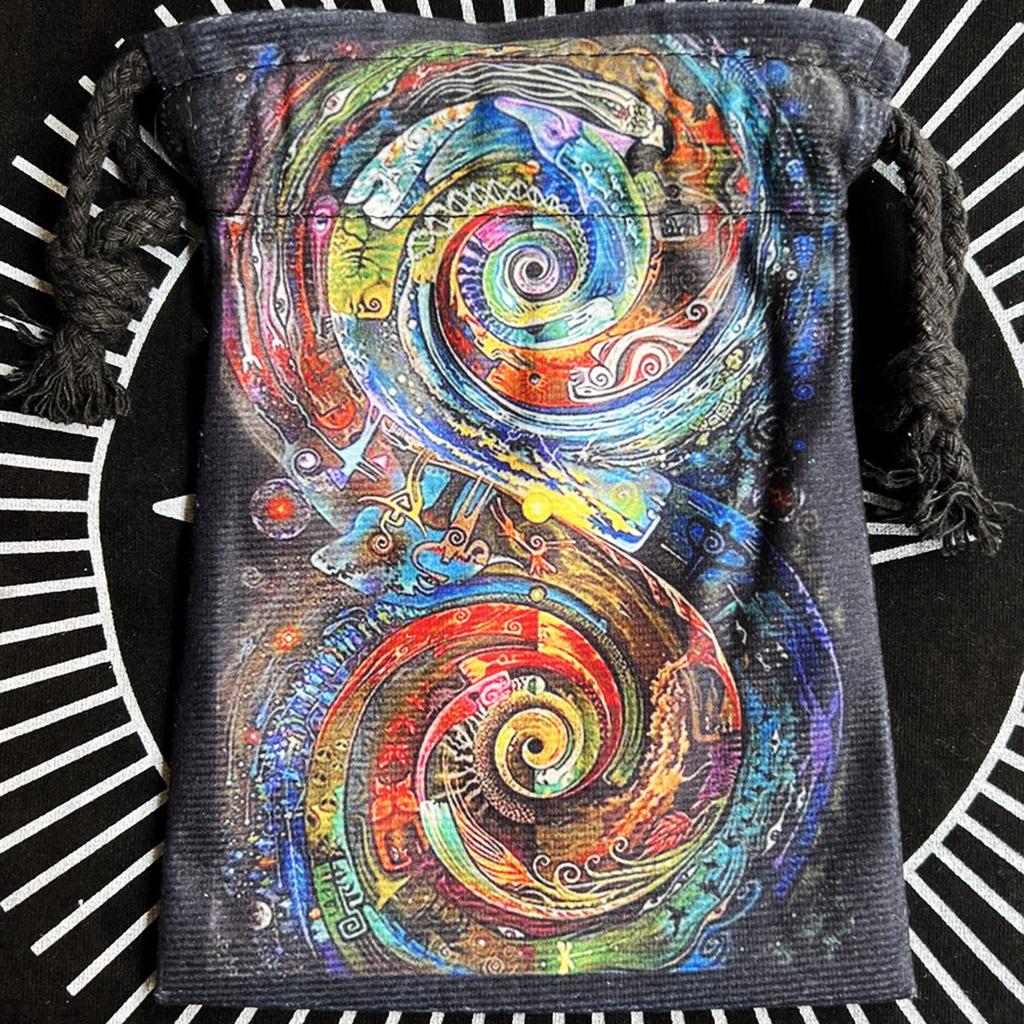 Tarot-Aufbewahrungstasche, Tarot-Würfeltasche, Samt-Tarot-Tasche, bedruckte Tarot-Mustertasche, Tarot-Tasche, Würfeltasche, Kartentasche, Schmuckbeutel