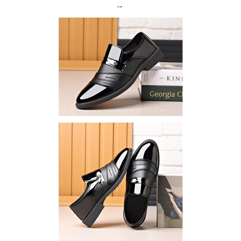 Men's Genuine Cowhide Slip-on Loafers, Mirror Finish, Comfort Lightweight Versatile Casual Shoes