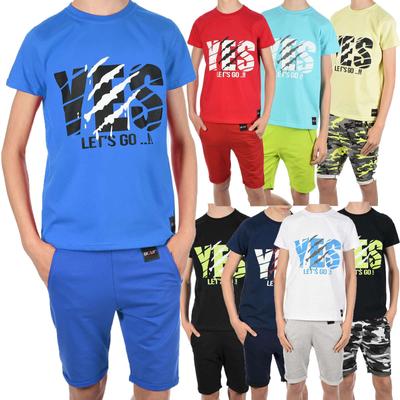Conjunto verão menino camiseta YES e shorts de tecido