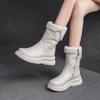 5CM Genuine Leather Wide Version Winter Warm Mid Length Snow Boots Plush Insulation Thick Soled Casual Women's Short Boots