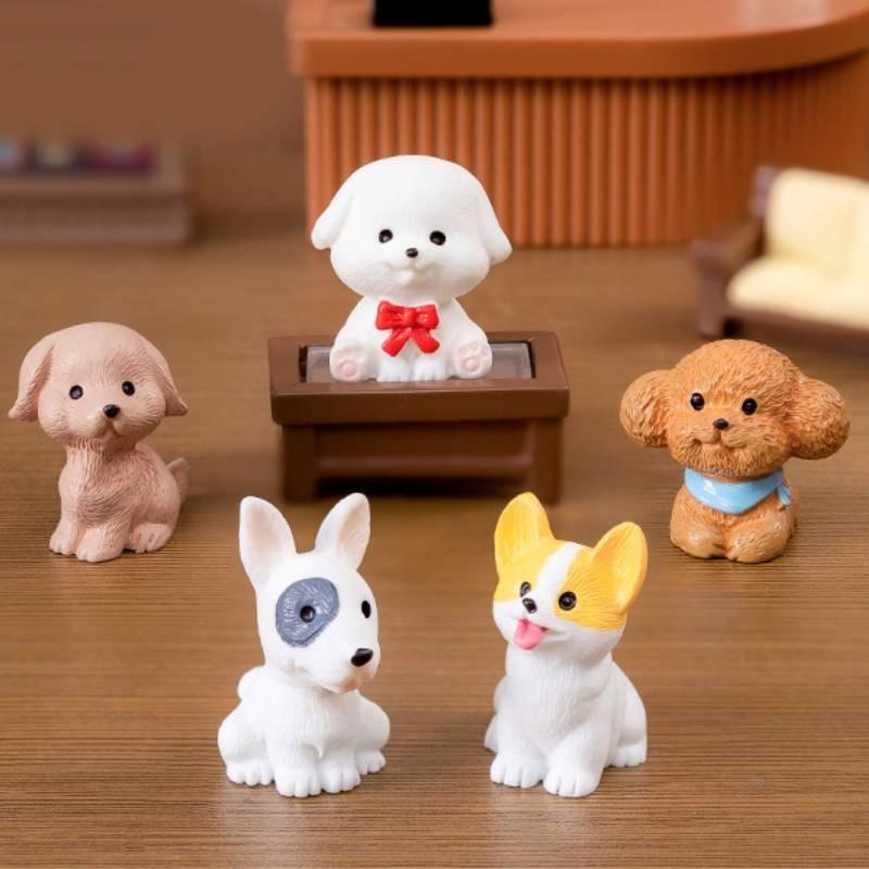 Adorable Mini Resin Dog Figurines For Desktop Or Car Decoration Blind Box