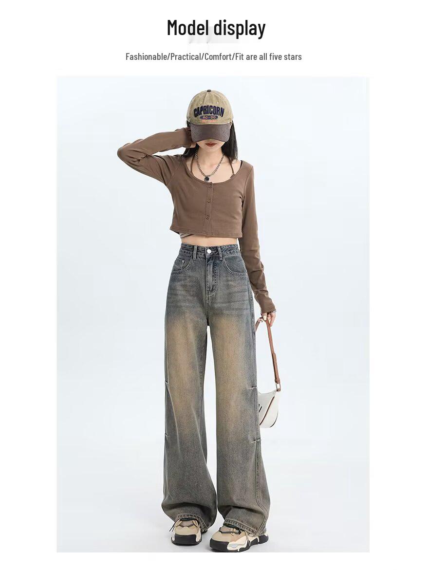 

Женские джинсы с высокой посадкой, облегающего кроя, с широкими штанинами – Осень/Зима 2025, дизайн с прямыми штанинами Extra Large