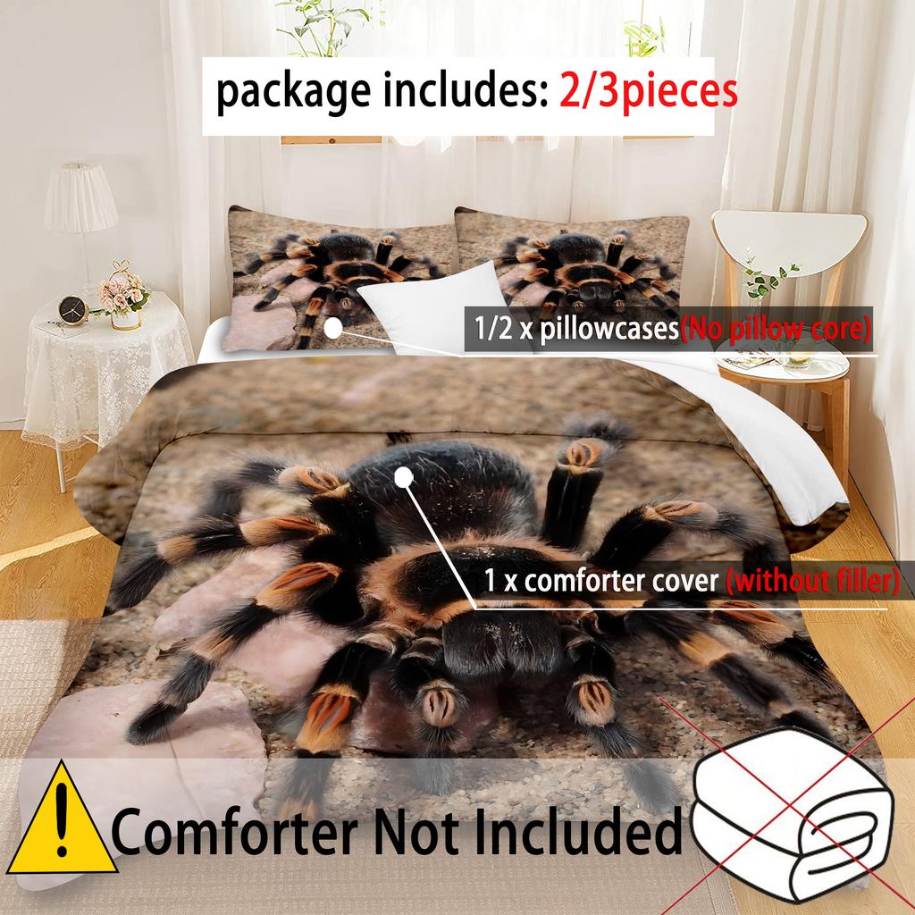 Spider Design 3d Printed Duvet Cover Set Wildlife Theme Polyester Bedding Set Soft Comfortable Luxury Quilt Cover Pillowcase