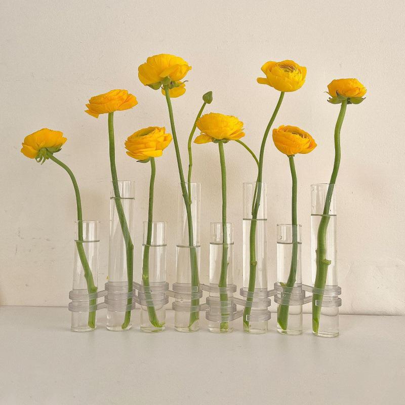 Glass Test Tube Vase – Creative Transparent Hydroponic Flower Stand for Balcony Ornaments