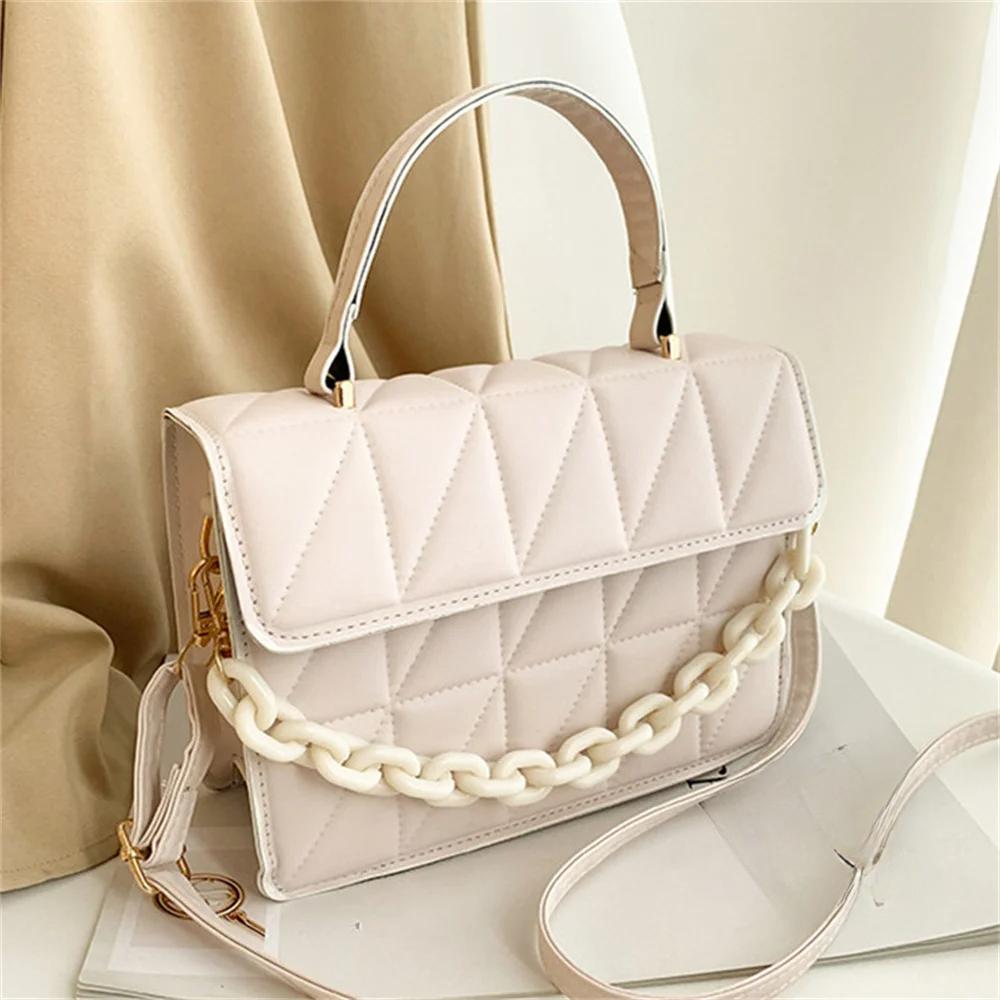 Bolsas de Ombro Femininas Xadrez da Moda Bolsas Transversais de Corrente da Moda Bolsas e Carteiras de Designer Pequenas com Aba e Alça Superior