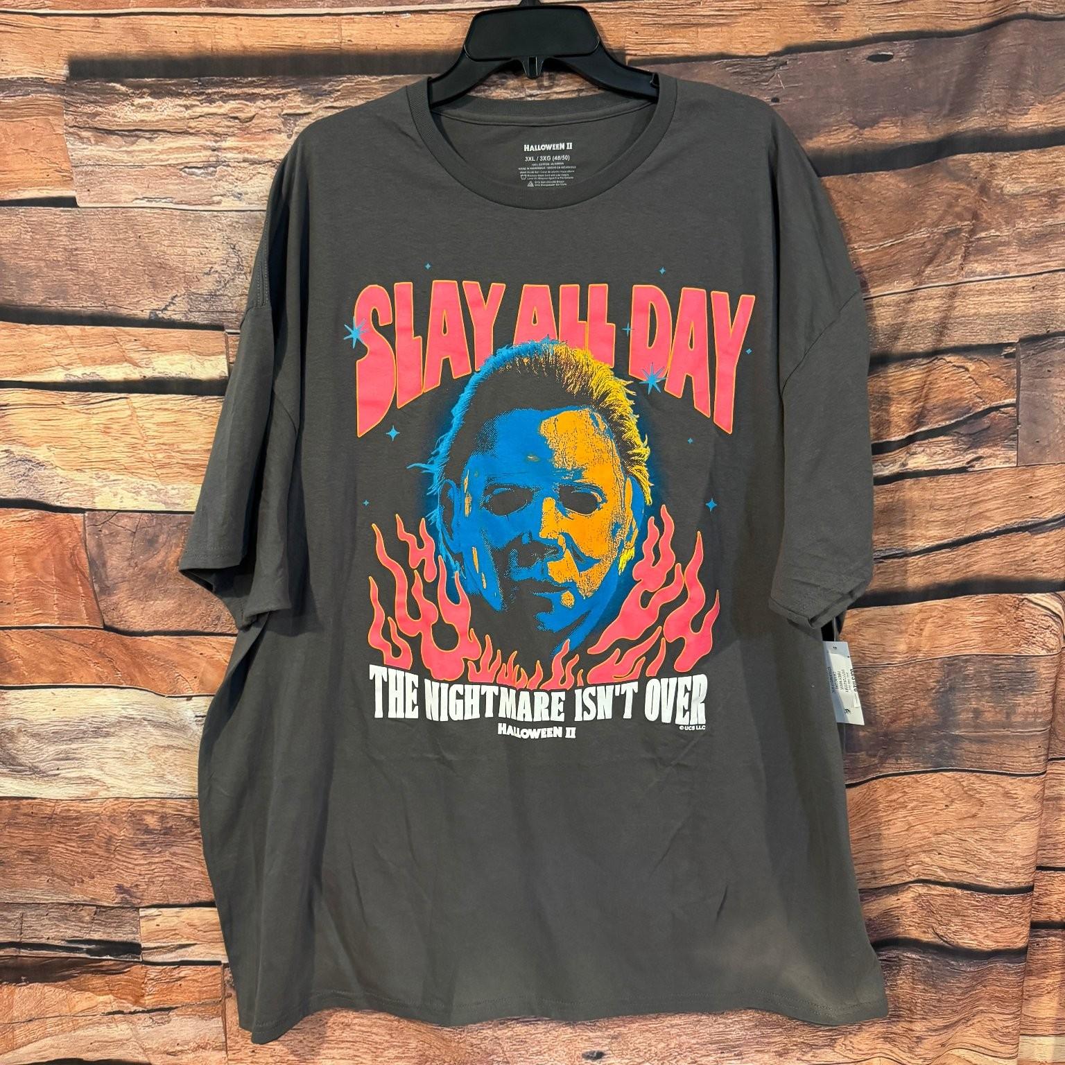 Halloween II Men s Gray 3XL Michael Myers Graphic Tee Cotton Slay Unisex T-Shirt XXXXL