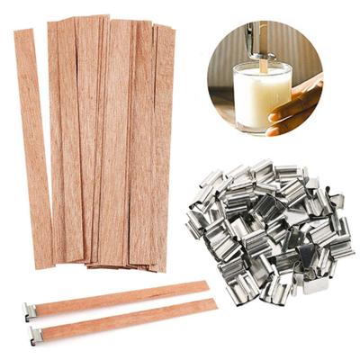 22 τεμ. Ξύλινα φιτίλια κεριών Sustainable Candle Wicks με μεταλλικές βάσεις Χειροποίητα Ξύλινα Φιτίλια κεριών χωρίς καπνό για την κατασκευή κεριών DIY