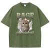 Oversize T Shirt Vintage Washed  Cotton TShirt Rage Consumes Me Cat Graphic Tee Casual Streetwear Spring Summer Shirt
