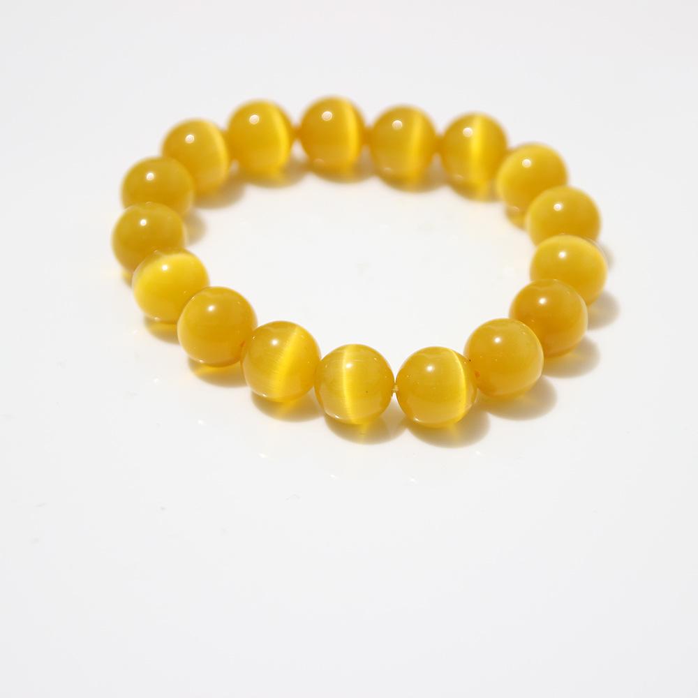 Sky Blue Cat's Eye Bracelet: Round Beads, Fresh Summer Crystal Jewelry for Women and Men