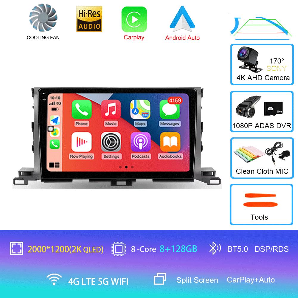 Für Toyota Highlander Kluger 3 XU50 2013 2014 - 2019 Autoradio Android 14 Navigation Multimedia-Player GPS WiFi+4G Carplay Auto