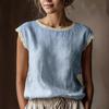 Camicia da Donna Retro Larga in Lino Senza Maniche con Patchwork di Pizzo 2026