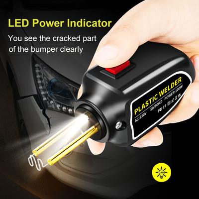 Soldador de plástico 100W, kit de reparo de para-choque de carro com máquina de grampeador a quente com alicate, faca, 200 peças FlatOuter