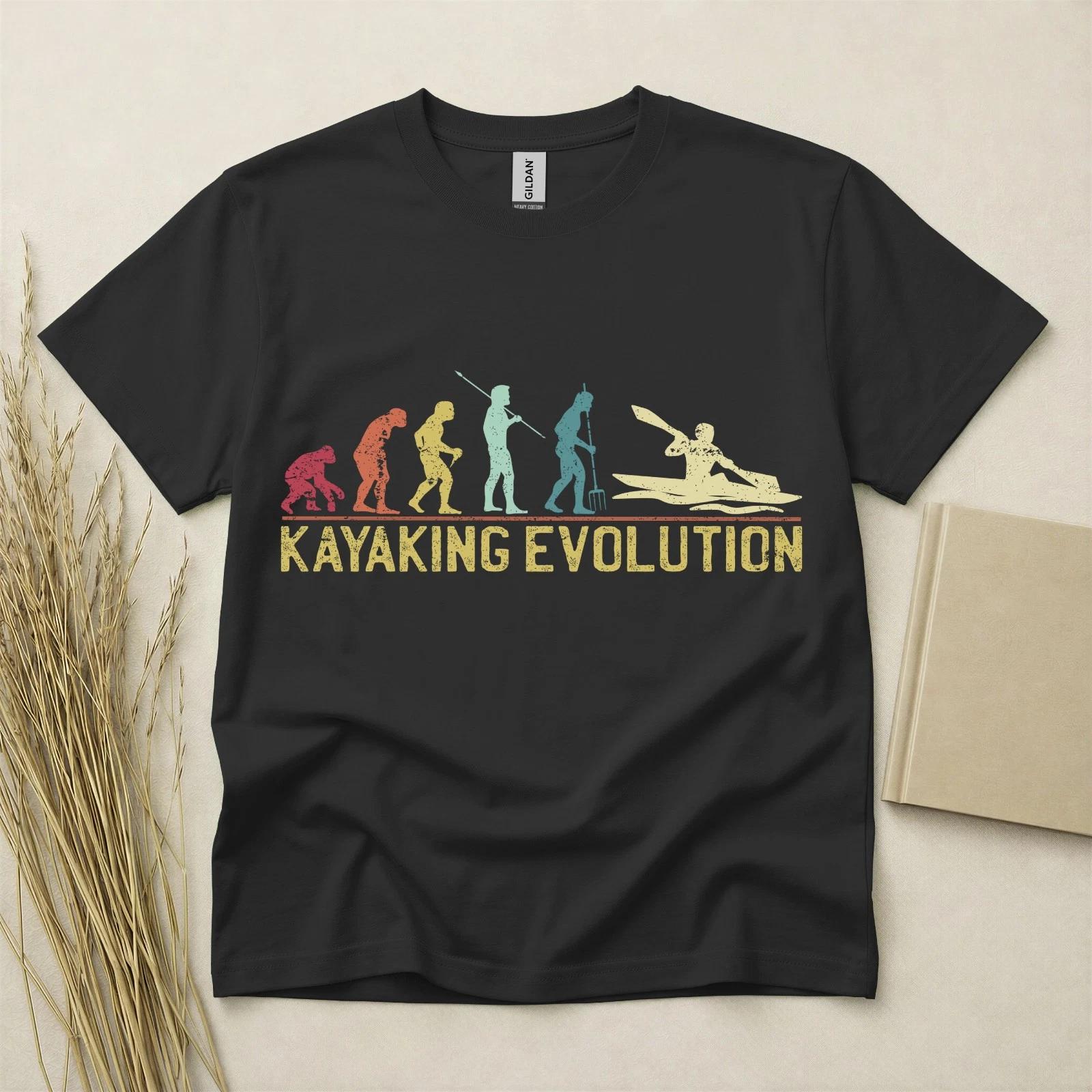 Kayaking Evolution T Shirt Funny Kayak Gift Paddle Sports Gildan Cotton Top S