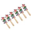 6Pcs Shaking Bell Sticks Wooden Handle Xmas Jingle Bells Musical Percussion Instrument for Holiday Birthday Party