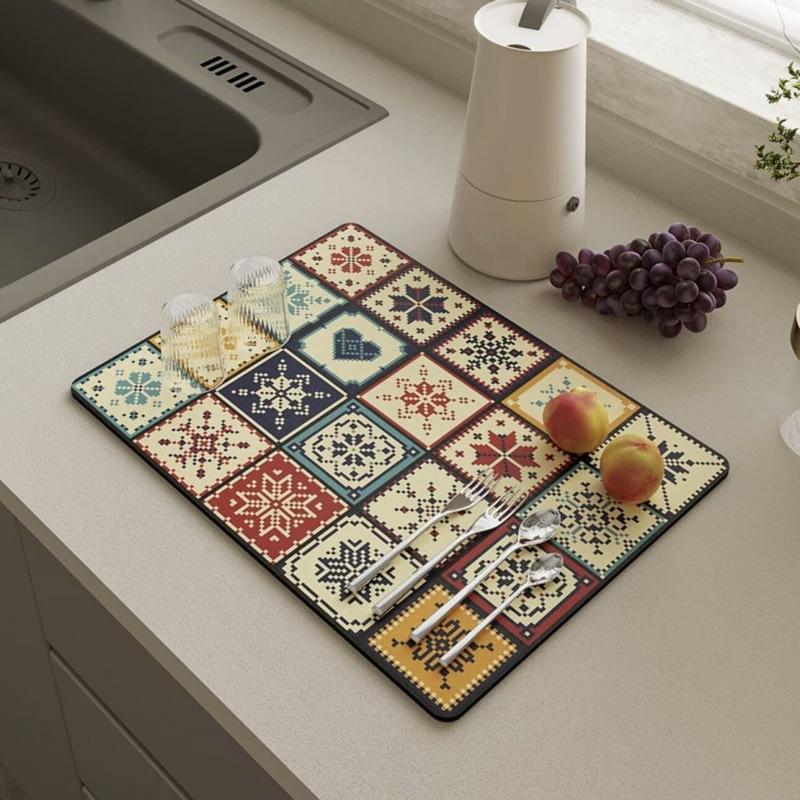 Diatomaceous Earth Non-Slip Mat Kitchen Draining Mat Heat Insulation Coaster Water Absorption Mat