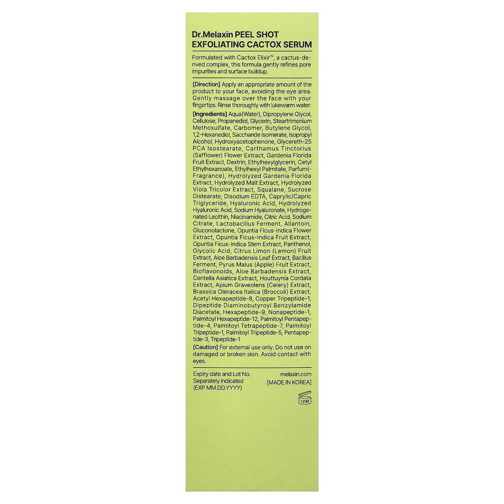 Dr.Melaxin, Peel Shot, Exfoliating Cactus Serum, For All Skin Types, 80ml (2.7 fl oz)