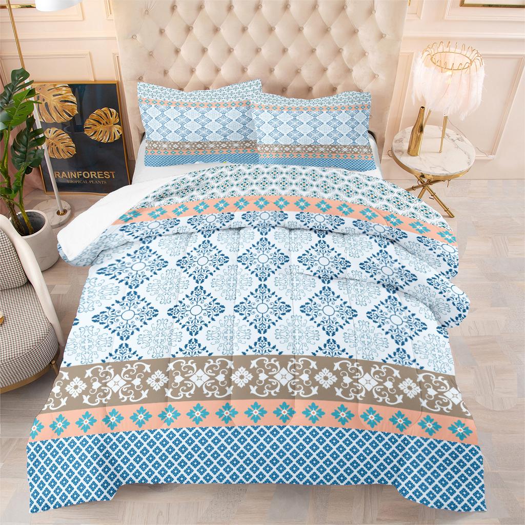 Mandala Floral Dream Geometric Pattern Bohemian Homestay Comforter Set - 3 Piece Set (feather Silk Cotton)
