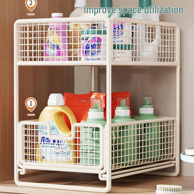 Bathroom Cabinet Pull-Out Under-Sink Storage Basket & Shelf