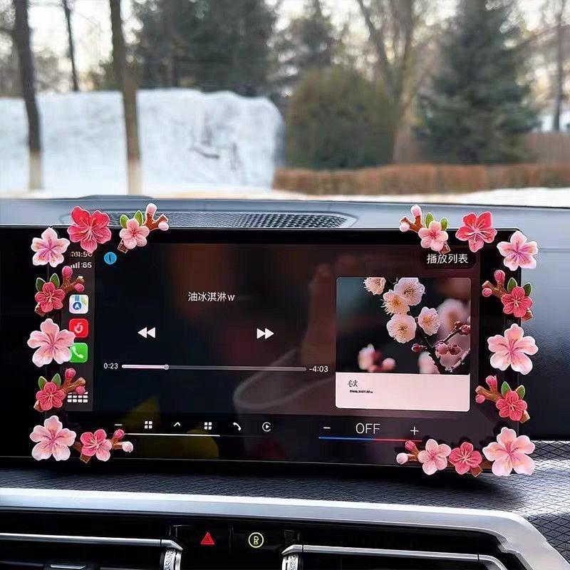 3D Float Cherry Blossom Flower Car Decorations DIY Resin Stickers Fashion Ornaments For Car Rear Fit For Cars Electric Vehicles