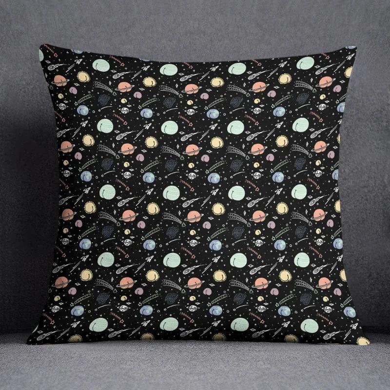 Planet astronaut cartoon pillowcase home fabric sofa cushion living room bed, car square pillow cover