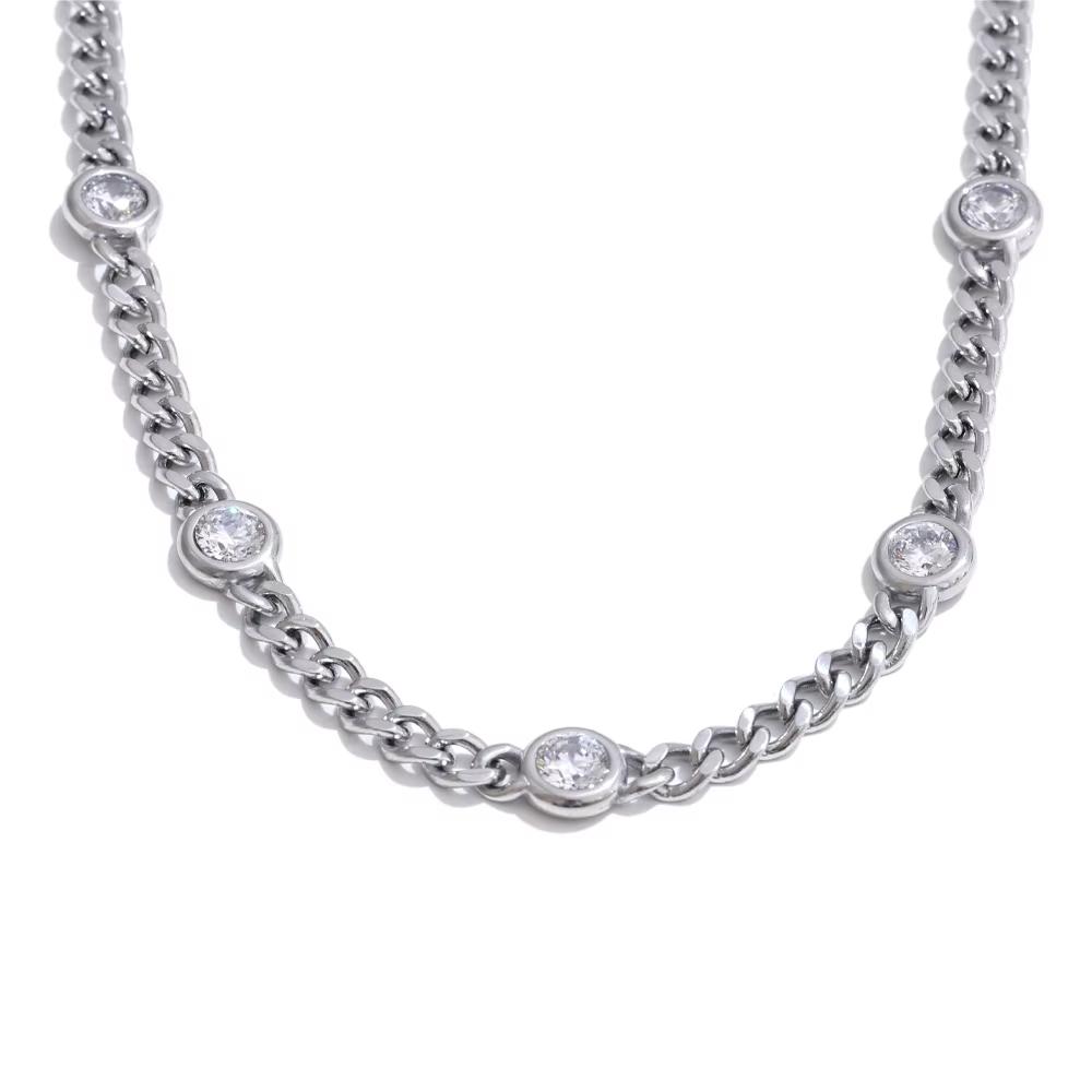 Yhpup High Quality Stainless Steel Cubic Zirconia Chain Bracelet Bangle Temperament Popular Arrivals Wrist Golden Jewelry