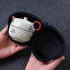 Ru Kiln Travel Tea Set, Portable One Teapot and One Tea Cup Set, One-Person Ceramic Tea Brewing Set
