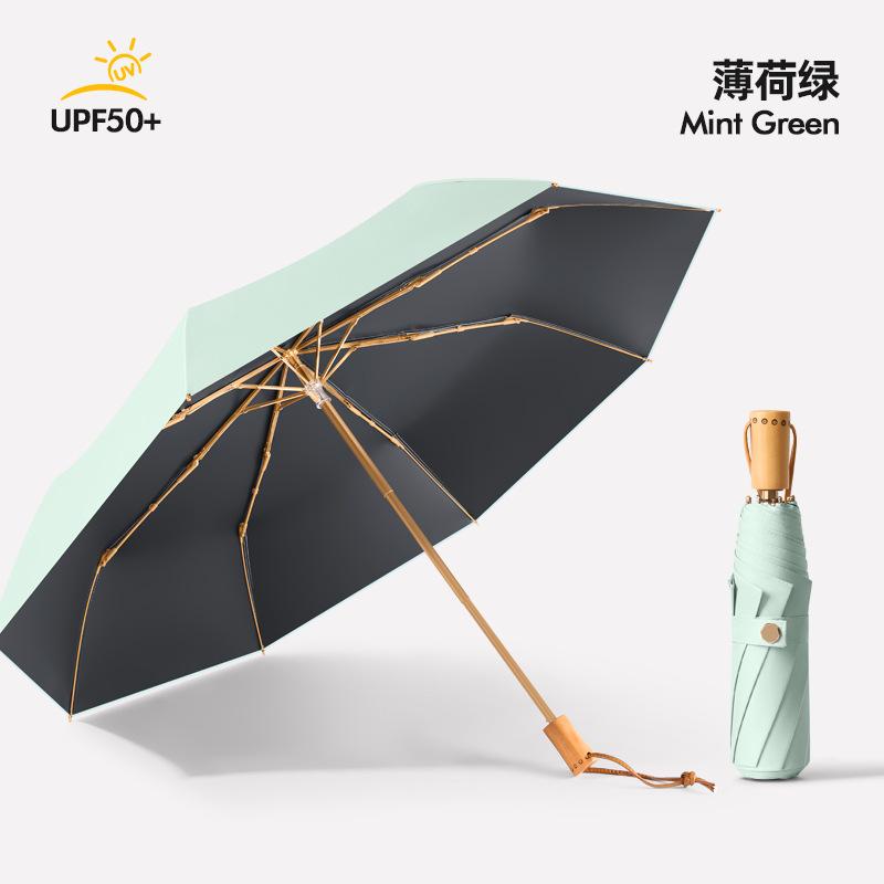 New hand-opened 8-bone vinyl weather and rain parasol folding sunscreen parasol three-fold sun umbrella fixed