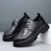Large size men's shoes spring and summer new trend thick-soled breathable hollow casual shoes business men's big head leather shoes genuine leather