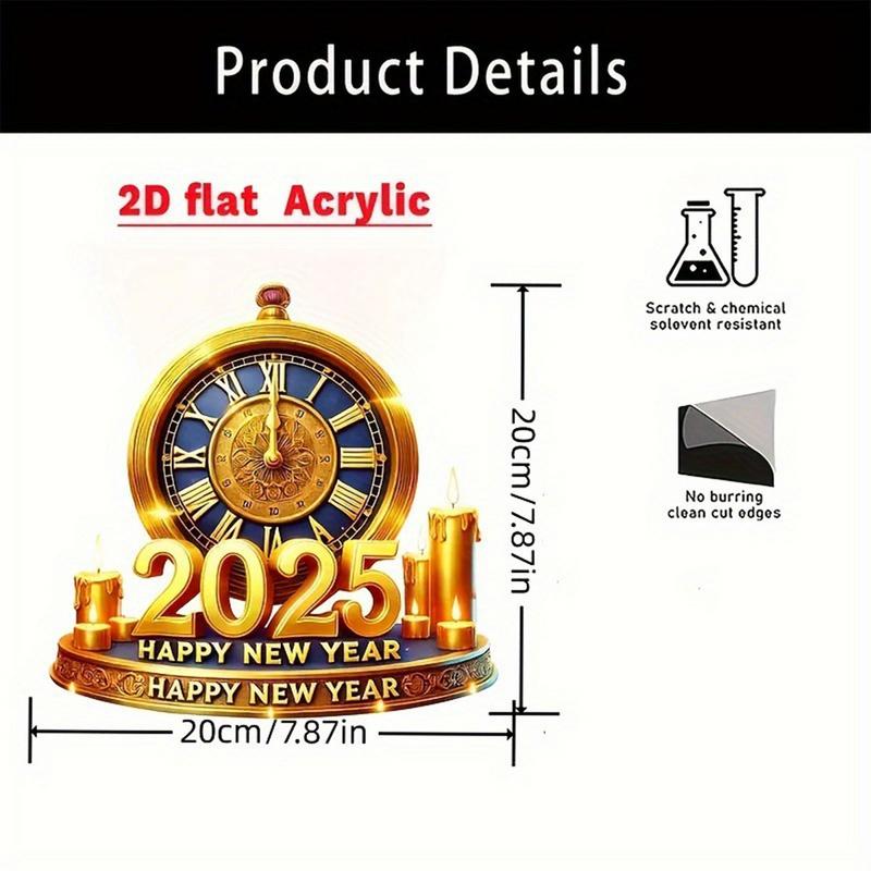 2025 Happy New Year Decorations Clock Figurine Spring Festival Decorations 2D Acrylic Clock Sculptures Spring Festival