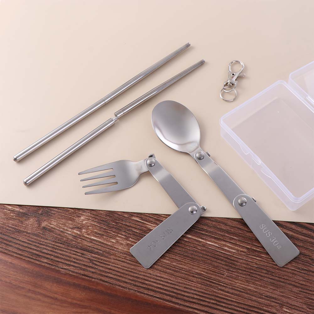 Reusable Portable Cutleries Set Compact Stainless Steel Spoon Fork Chopstick  Camping Trip