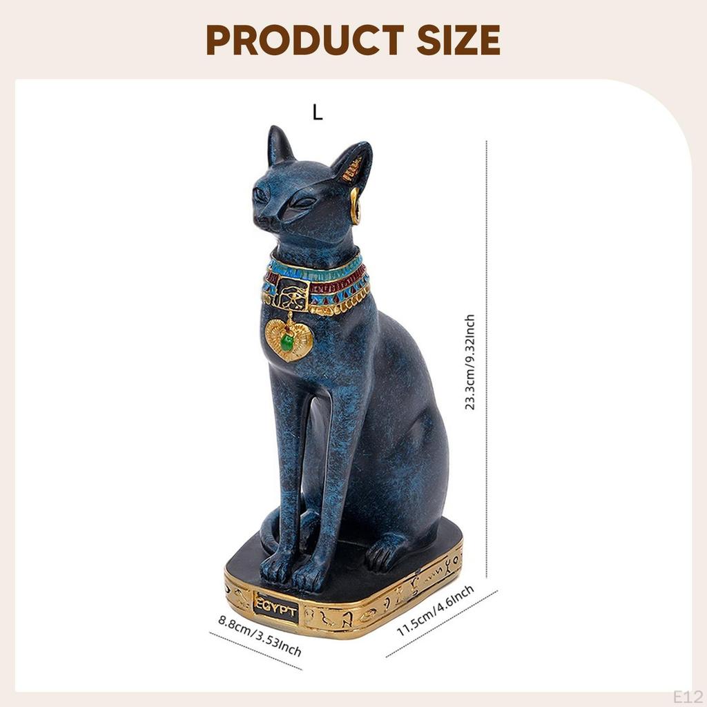 Cat Bastet Statue Figurine Tabletop Decoration Animal Sculpture Ancient Collectible for Living Room